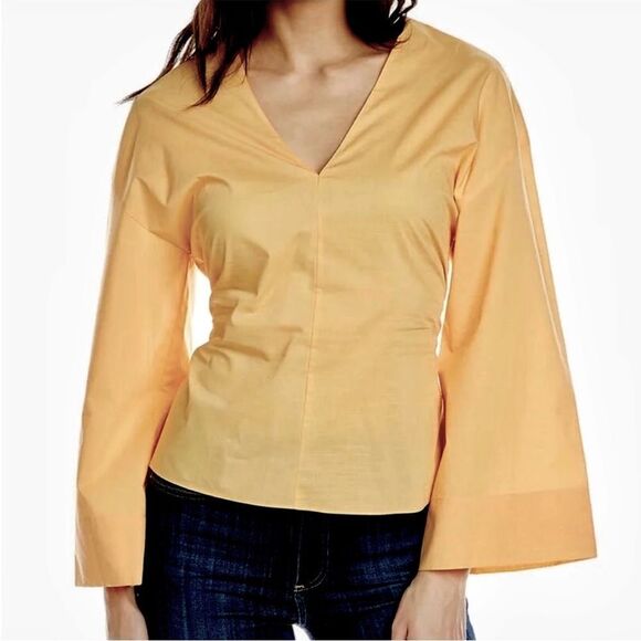 Vince Tops - Vince Double V-Neck Top, 100% cotton. Long sleeved. Orange/peach. Women’s sz S